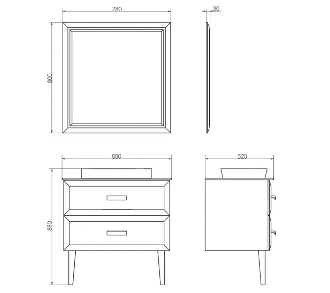 COMFORTY. Зеркало "Империя-120" белый глянец, Выбрать размер: 80, изображение 3