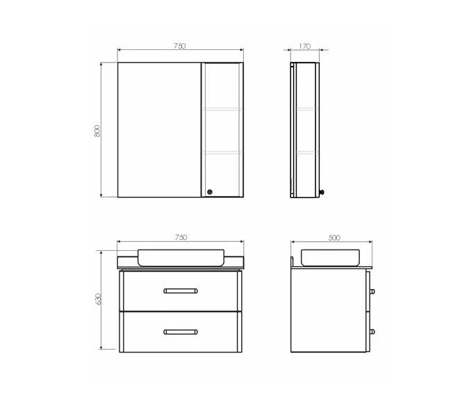 COMFORTY. Зеркало-шкаф "Амстердам-75/95" белый глянец, Выбрать размер: 75, изображение 4