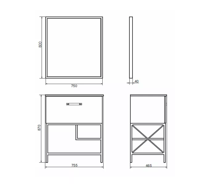 COMFORTY. Зеркало "Бредфорд-75/90" черный, Выбрать размер: 75, изображение 4