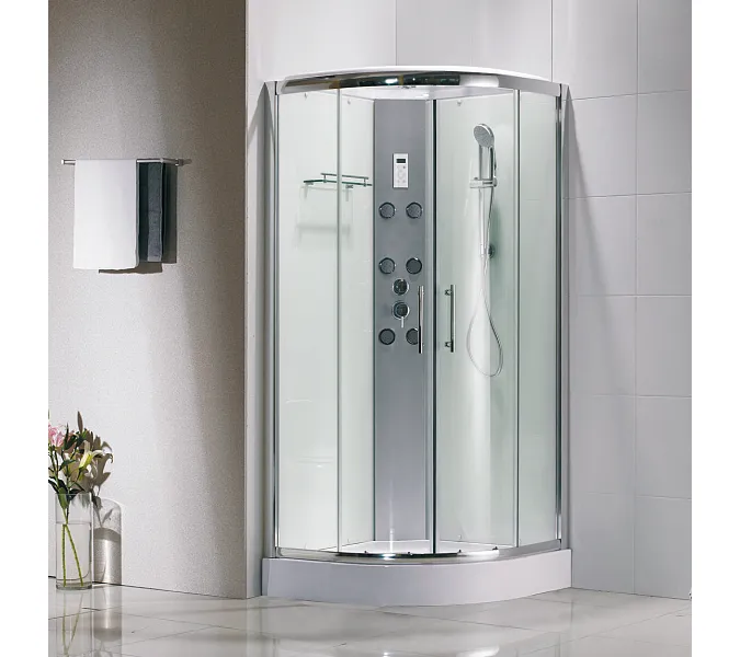 Душевая кабина с гидромассажем четверть круга Bandhours BORA A 90х90х217см, Цвет стекла: прозрачное, Высота поддона: 15, Цвет профиля: Хром, Тип поддона: Низкий, Выбрать размер: 90x90