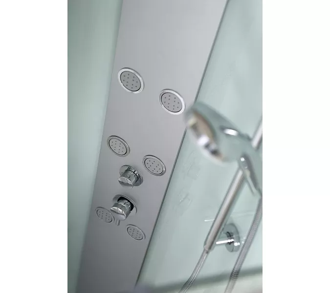 Душевая кабина прямоугольная Bandhours OMEGA-3 L/R с гидромассажем, Цвет стекла: прозрачное, Высота поддона: 15, Цвет профиля: Хром, Тип поддона: Низкий, Выбрать размер: 80x120, Ориентация: левая, изображение 2