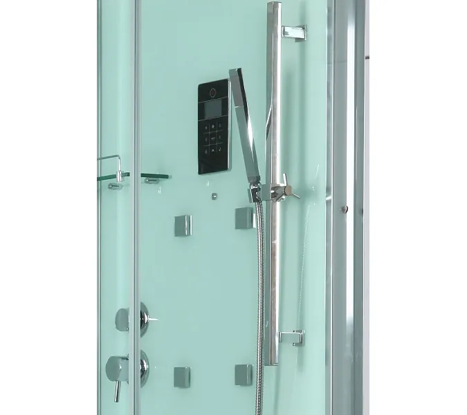 Душевая кабина с паром и гидромассажем Bandhours OMEGA L/R 120х90х220, Цвет стекла: прозрачное, Высота поддона: 15, Цвет профиля: Хром, Тип поддона: Низкий, Выбрать размер: 90x120, Ориентация: левая, изображение 2