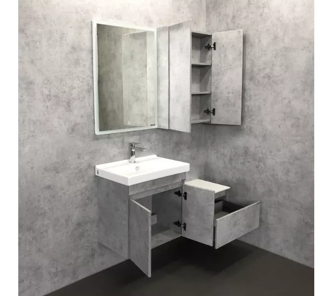 COMFORTY. Тумба-умывальник "Осло-60" бетон светлый с раковиной Fest 60, изображение 6