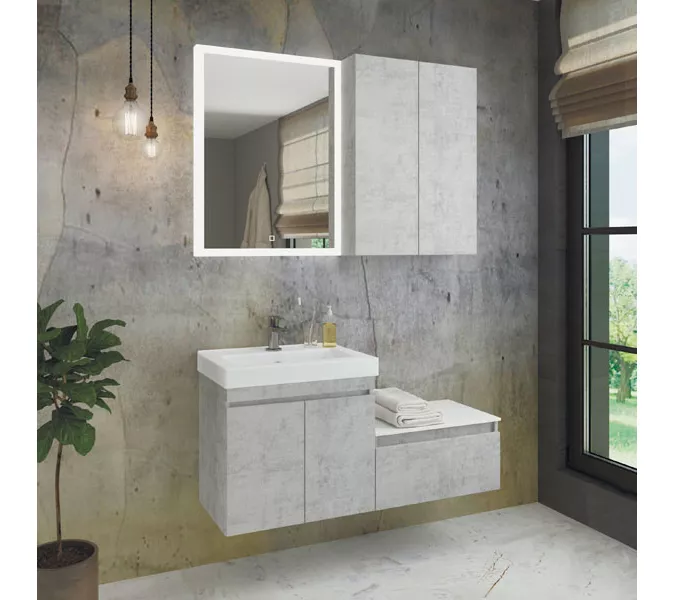 COMFORTY. Тумба-умывальник "Осло-60" бетон светлый с раковиной Fest 60