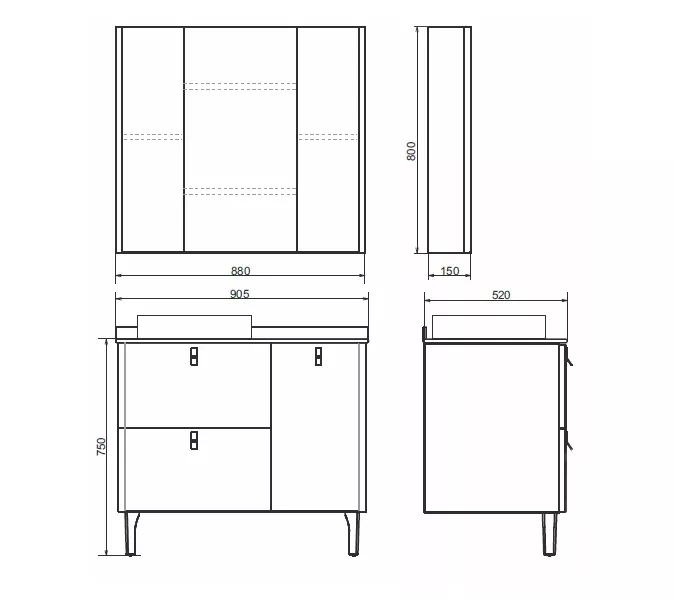 Зеркало-шкаф "Сорренто-90" светло-серый, изображение 5