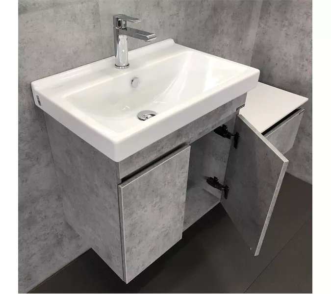 COMFORTY. Тумба-умывальник "Осло-60" бетон светлый с раковиной Fest 60, изображение 9