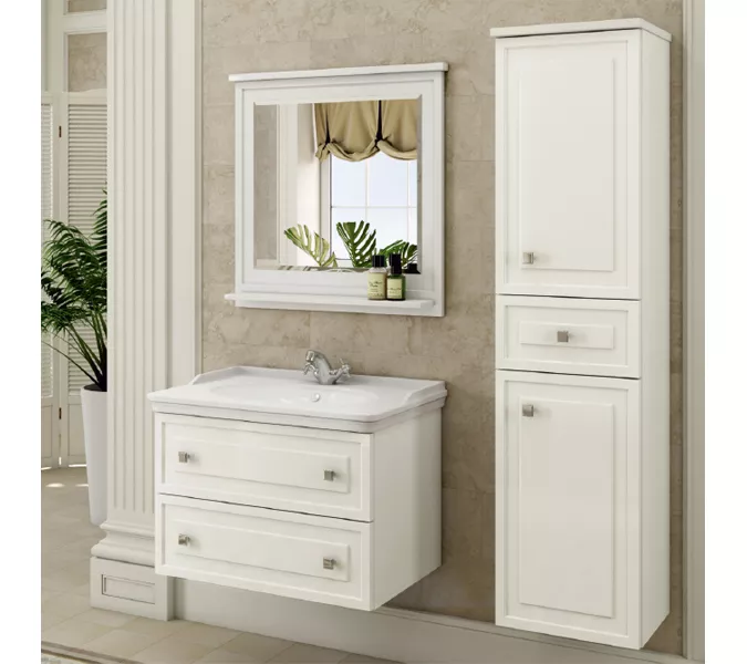 COMFORTY. Тумба-умывальник "Феррара-80 белый глянец с раковиной COMFORTY