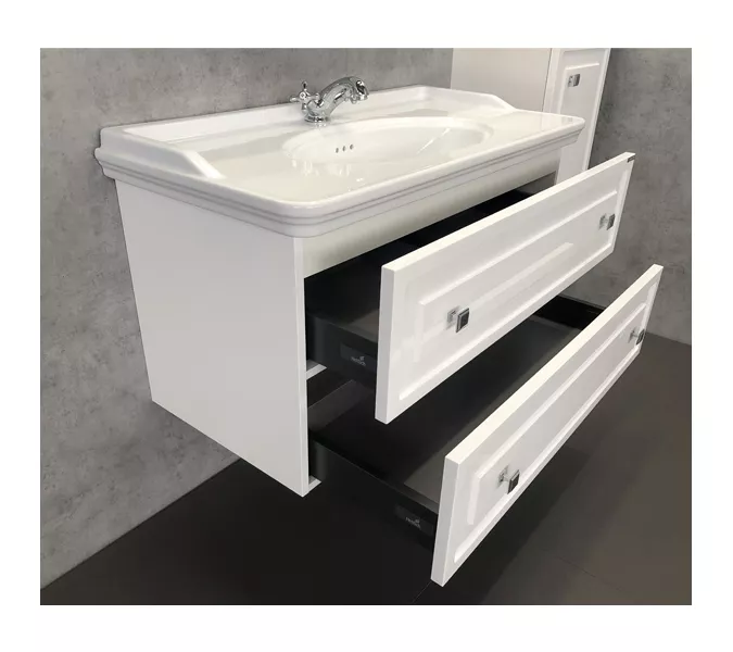 COMFORTY. Тумба-умывальник "Феррара-100" белый глянец с раковиной COMFORTY, изображение 3