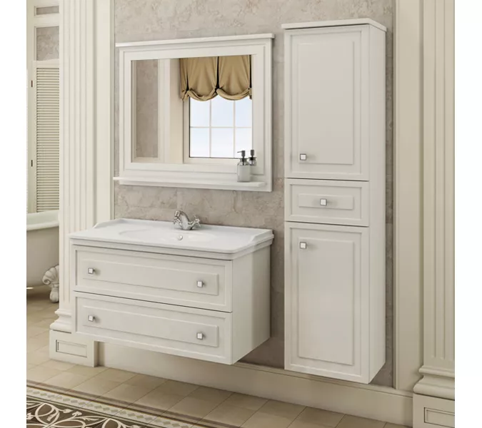 COMFORTY. Тумба-умывальник "Феррара-100" белый глянец с раковиной COMFORTY