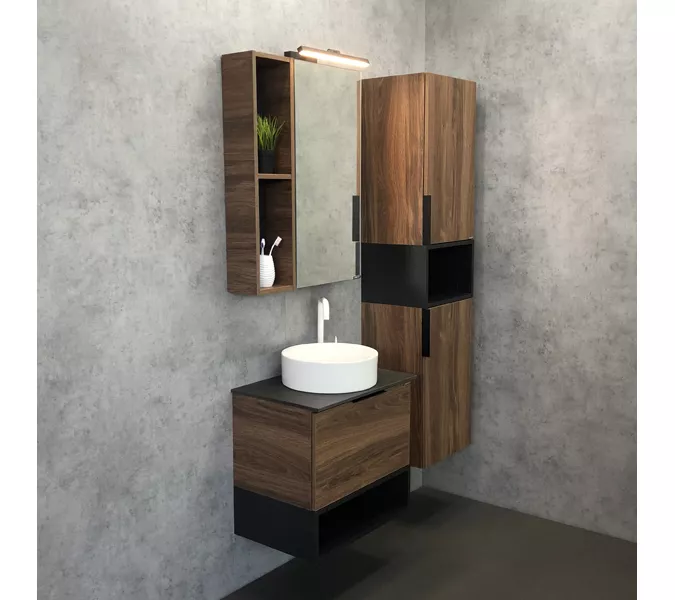 COMFORTY. Тумба-умывальник "Штутгарт-" дуб тёмно-коричневый с черной столешницей  c раковиной, Выбрать цвет: Дуб темно-коричневый, Выбрать размер: 60, Комплектация: раковина Comforty 9111, изображение 7