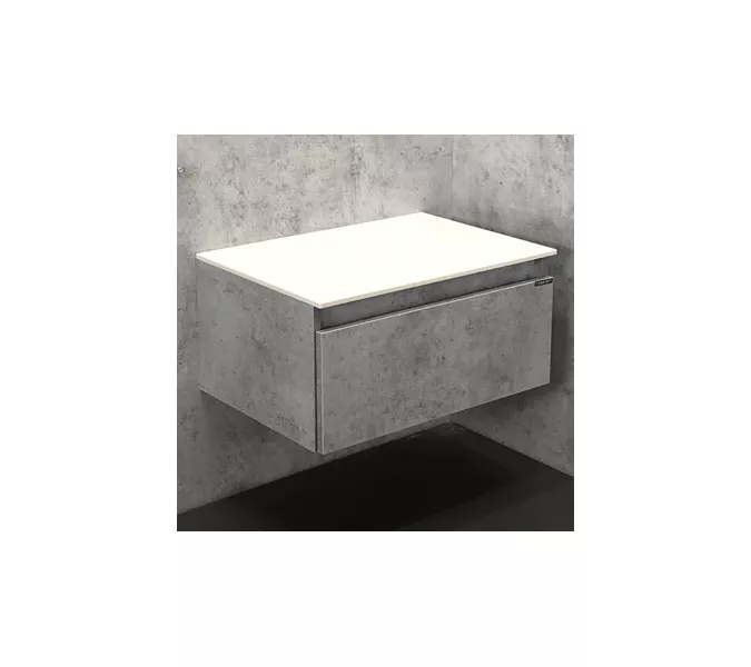COMFORTY. Тумба подвесная "Осло-60" бетон светлый с белой столешницей без раковины, изображение 5