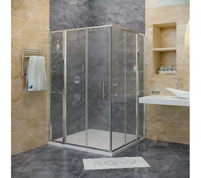 Душевой уголок RGW HO-312 (HO-31 + Z-42), Цвет стекла: прозрачное, Цвет профиля (вариация): Хром, Выбрать размер: 1100x1100, изображение 2