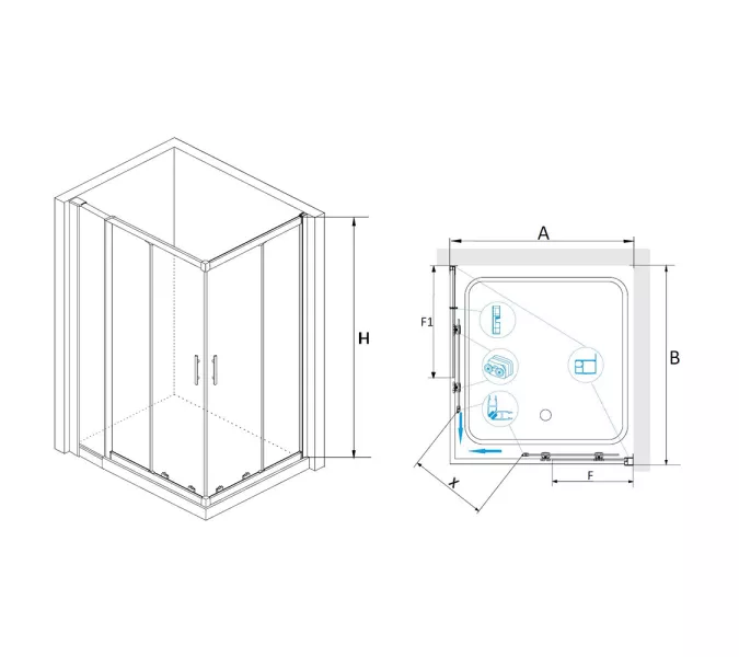 Душевой уголок RGW HO-42 (HO-31 + Z-41), Цвет стекла: прозрачное, Цвет профиля (вариация): Хром, Выбрать размер: 800x1100, изображение 3
