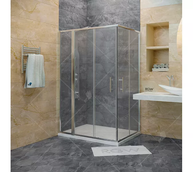 Душевой уголок RGW HO-42 (HO-31 + Z-41), Цвет стекла: прозрачное, Цвет профиля (вариация): Хром, Выбрать размер: 800x1100, изображение 2