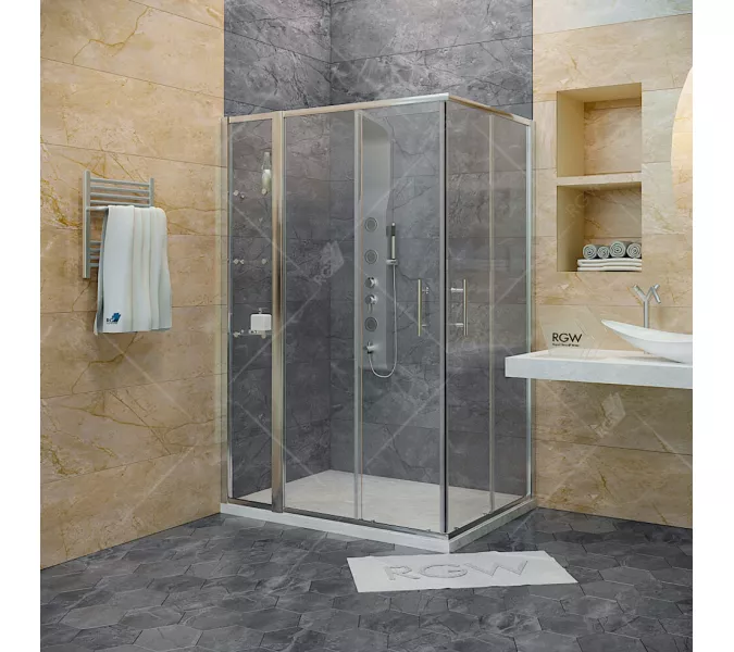 Душевой уголок RGW HO-43 (HO-31 + Z-42), Цвет стекла: прозрачное, Цвет профиля (вариация): Хром, Выбрать размер: 800x1100, изображение 2