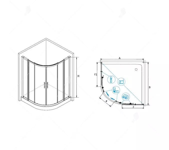 Душевой уголок RGW HO-511 (HO-51 + 2Z-41), Цвет стекла: прозрачное, Цвет профиля (вариация): Хром, Выбрать размер: 1100x1100, изображение 3