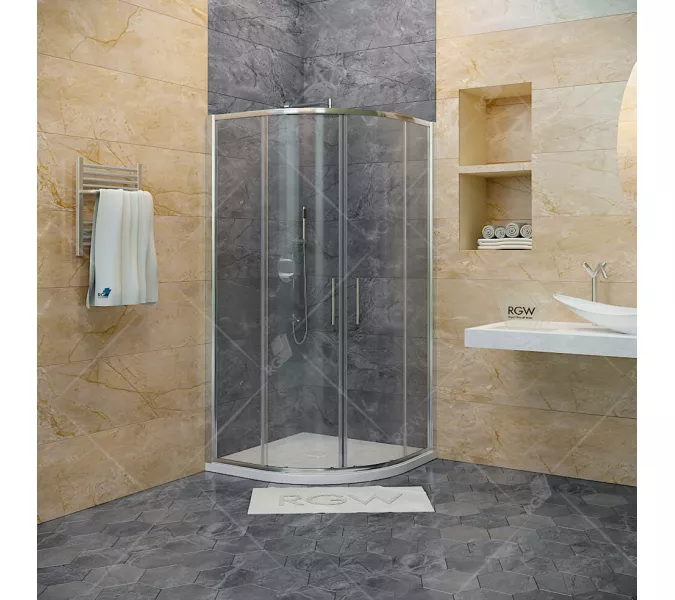 Душевой уголок RGW HO-51, Цвет стекла: прозрачное, Цвет профиля (вариация): Хром, Выбрать размер: 1000x1000, изображение 2