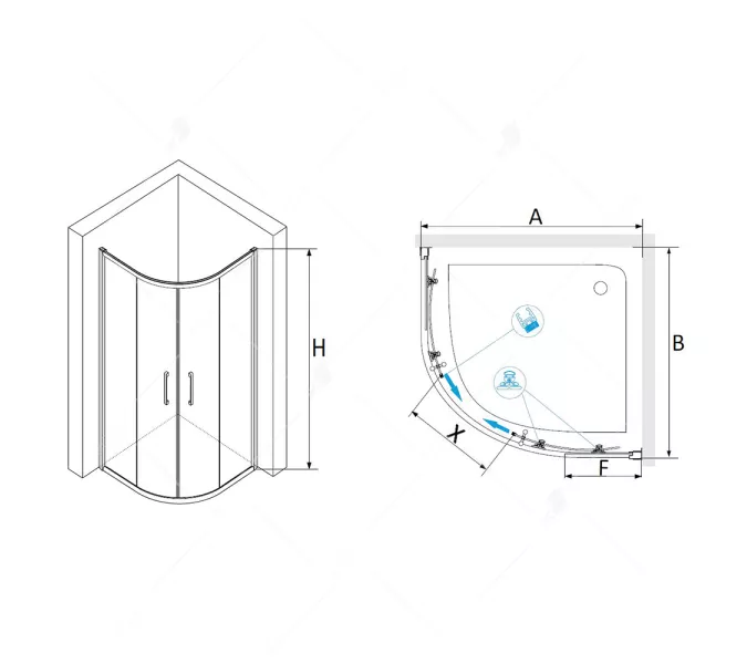 Душевой уголок RGW PA-51, Цвет стекла: прозрачное, Цвет профиля (вариация): Хром, Выбрать размер: 1000x1000, изображение 2