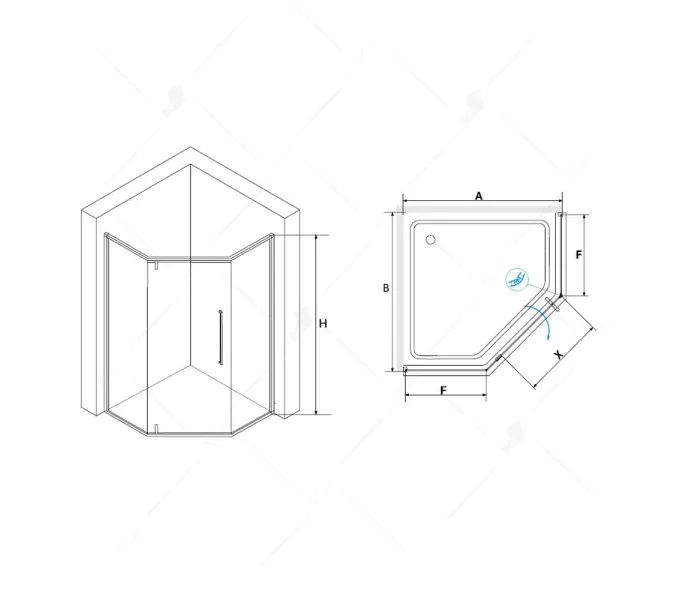 Душевой уголок RGW SV-81, Цвет стекла: прозрачное, Цвет профиля: Хром, Выбрать размер: 800x800, изображение 3