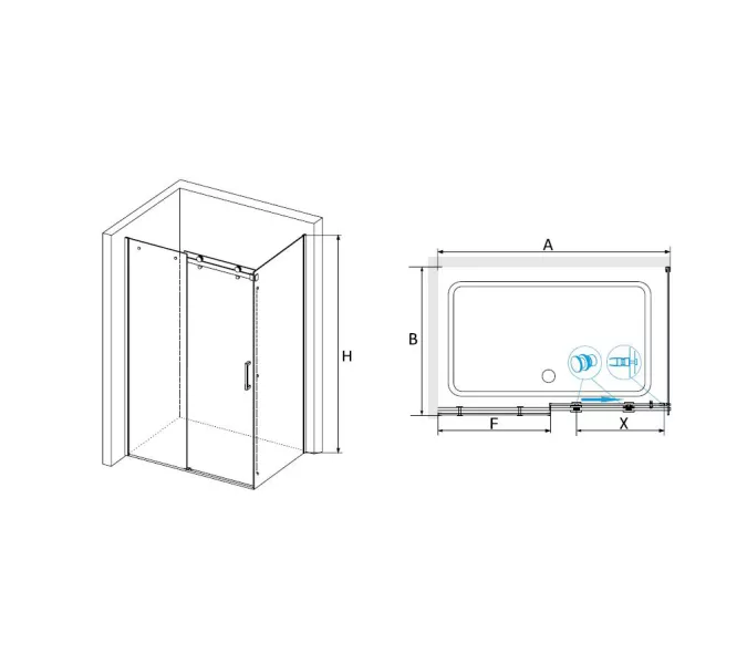 Душевой уголок RGW TO-44 (TO-14 + Z-050-2), Цвет стекла: прозрачное, Цвет профиля (вариация): Хром, Выбрать размер: 1800x1000, изображение 3
