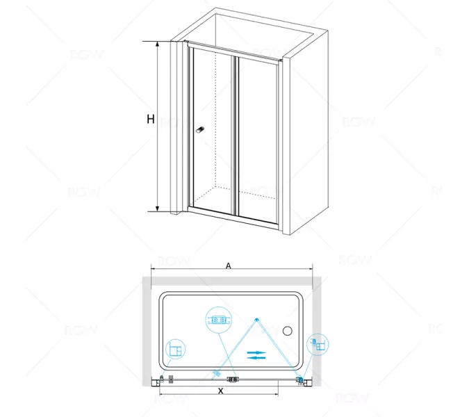 Душевая дверь RGW CL-21, Цвет стекла: прозрачное, Цвет профиля (вариация): Хром, Выбрать размер: 900, изображение 2
