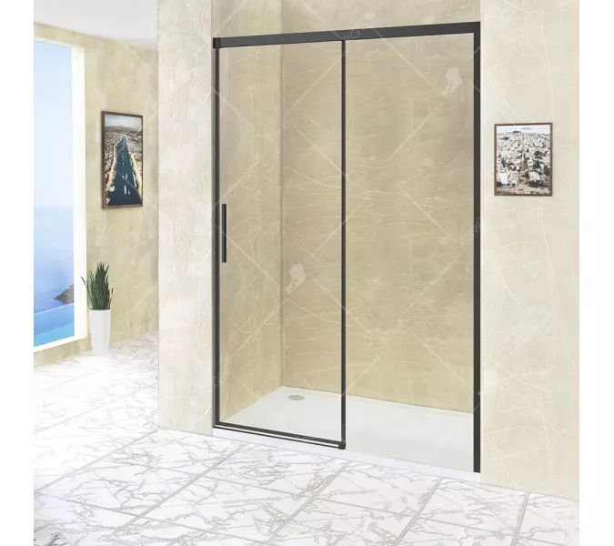 Душевая дверь RGW LE-12B, Цвет стекла: прозрачное, Цвет профиля (вариация): Черный, Выбрать размер: 110