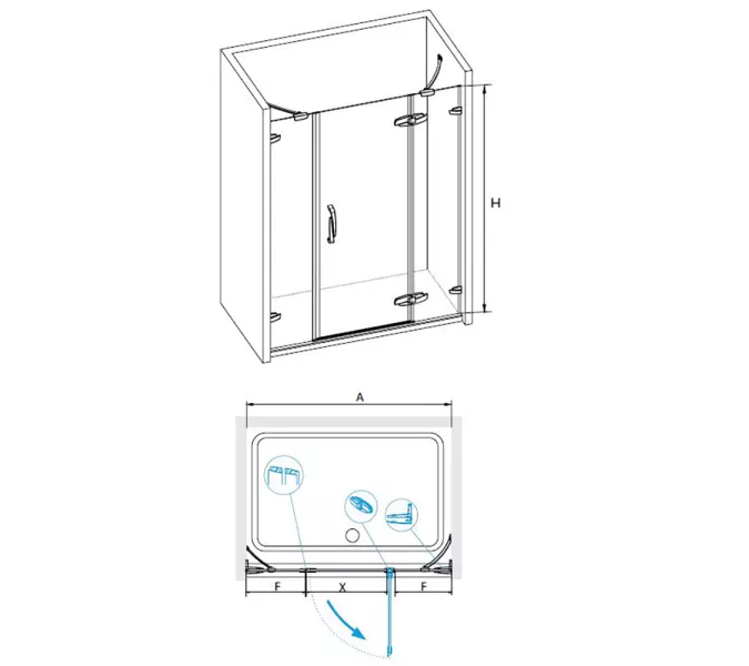 Душевая дверь RGW SA-01, Цвет стекла: прозрачное, Цвет профиля (вариация): Хром-Красный, Выбрать размер: 120, изображение 7