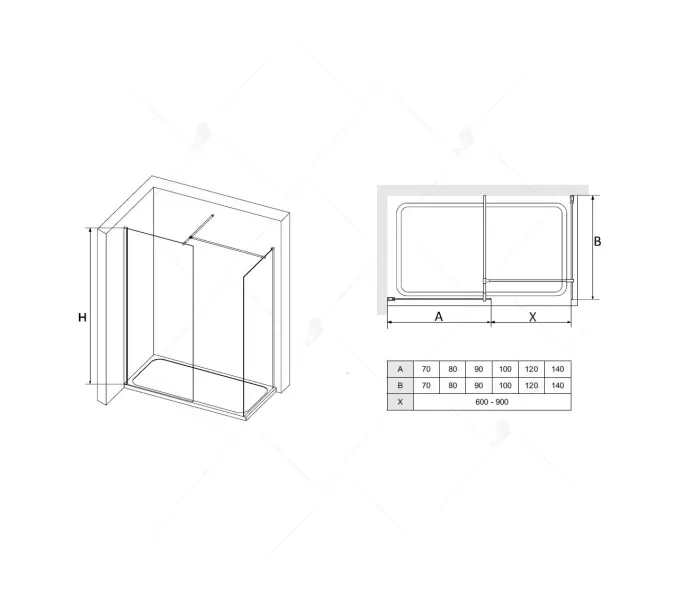 Перегородка для душа RGW WA-020 (WA-010 (2 шт.) + S-1220), Цвет стекла: прозрачное, Цвет профиля (вариация): Хром, Выбрать размер: 700*700, изображение 2