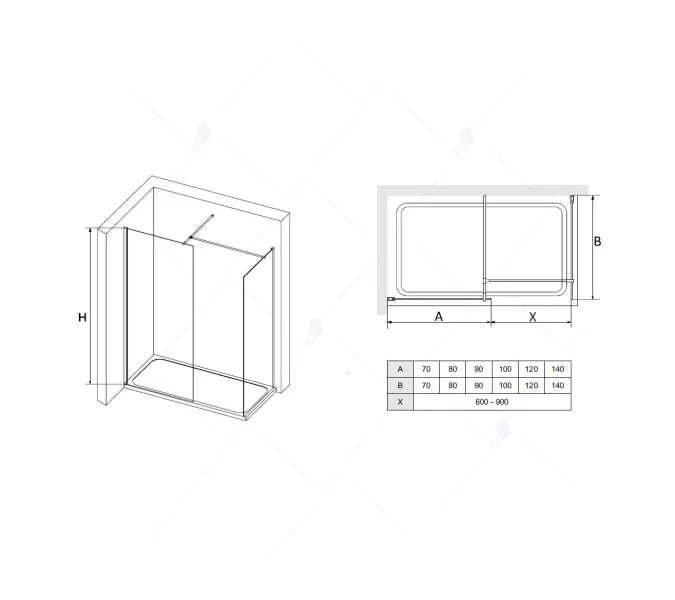 Перегородка для душа RGW WA-020 (WA-010 (2 шт.) + S-1220), Цвет стекла: прозрачное, Цвет профиля (вариация): Хром, Выбрать размер: 800*1000, изображение 2