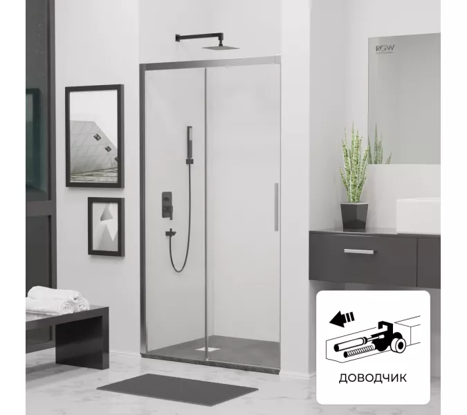 Душевая дверь RGW LE-12, Цвет стекла: прозрачное, Цвет профиля (вариация): Хром, Выбрать размер: 100