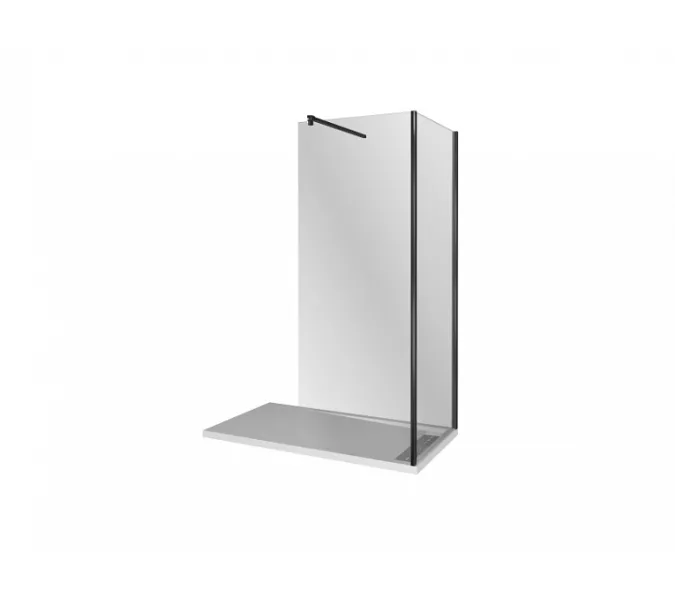 Боковая стенка Good Door WALK IN SP+P, Цвет стекла: прозрачное, Цвет профиля: Черный, Выбрать размер: 80