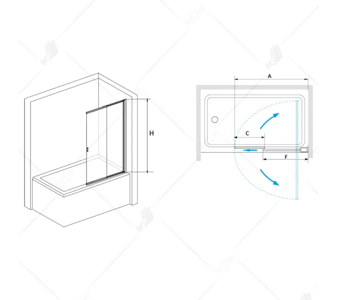 Шторка на ванну RGW SC-40, Цвет стекла: прозрачное, Цвет профиля: Хром, Выбрать размер: 100, изображение 4