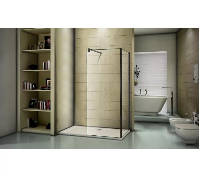 Боковая стенка Good Door WALK IN SP+P, Цвет стекла: прозрачное, Цвет профиля: Черный, Выбрать размер: 80, изображение 2