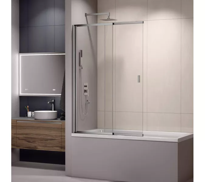 Шторка на ванну RGW SC-40, Цвет стекла: прозрачное, Цвет профиля: Хром, Выбрать размер: 100