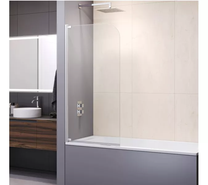 Шторка на ванну RGW SC-01, Цвет стекла: прозрачное, Цвет профиля: Хром, Выбрать размер: 80