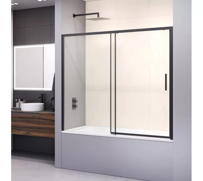 Шторка на ванну RGW SC-45B, Цвет профиля: Черный, Выбрать размер: 180