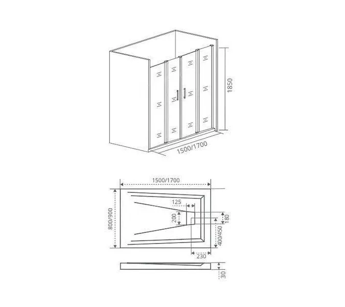 Душевая дверь раздвижная  Good Door LATTE WTW-TD, Выбрать размер: 150, Цвет стекла: прозрачное, изображение 3