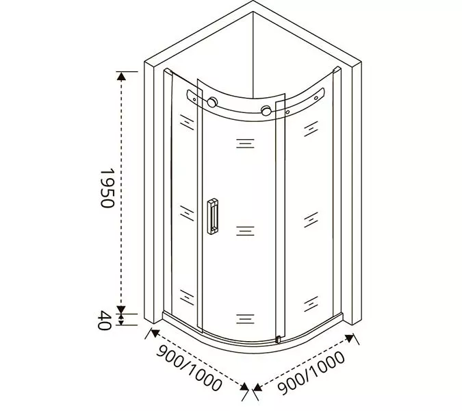 Душевой уголок Good Door Galaxy R-C-B без поддона, Цвет стекла: прозрачное, Цвет профиля (вариация): Черный, Выбрать размер: 90x90, изображение 4