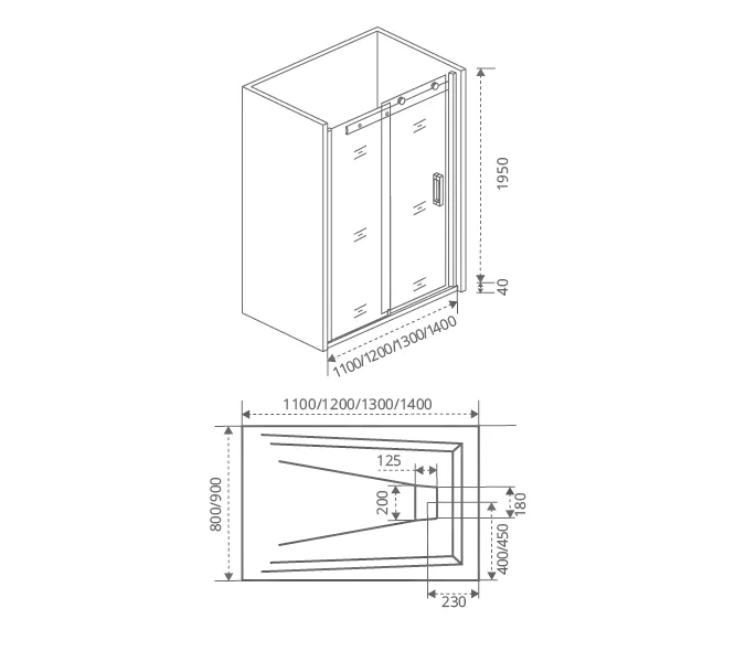 Душевая дверь раздвижная Good Door Galaxy WTW, Выбрать размер: 110, Цвет стекла: прозрачное, Выбрать цвет: Хром, изображение 3