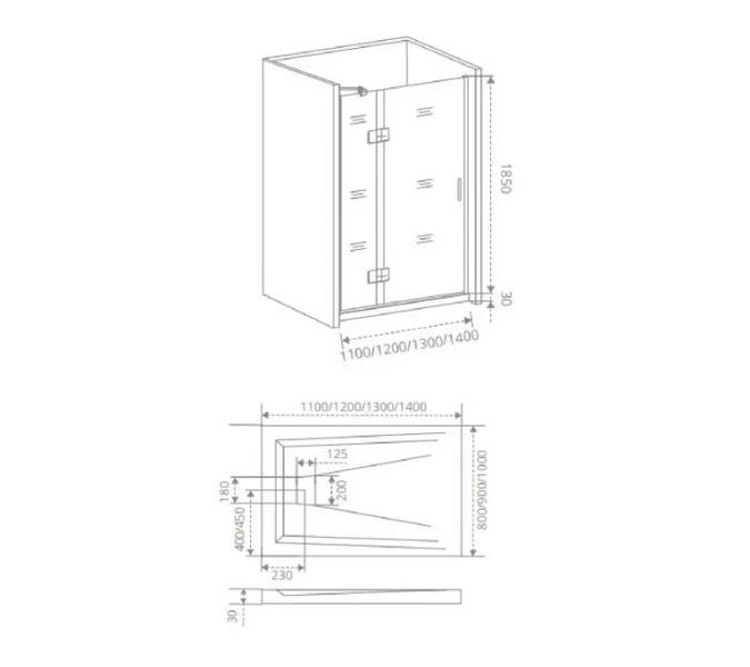 Душевая дверь распашная Good Door Saturn WTW, Выбрать размер: 110, Цвет стекла: прозрачное, Ориентация: Правая, изображение 4