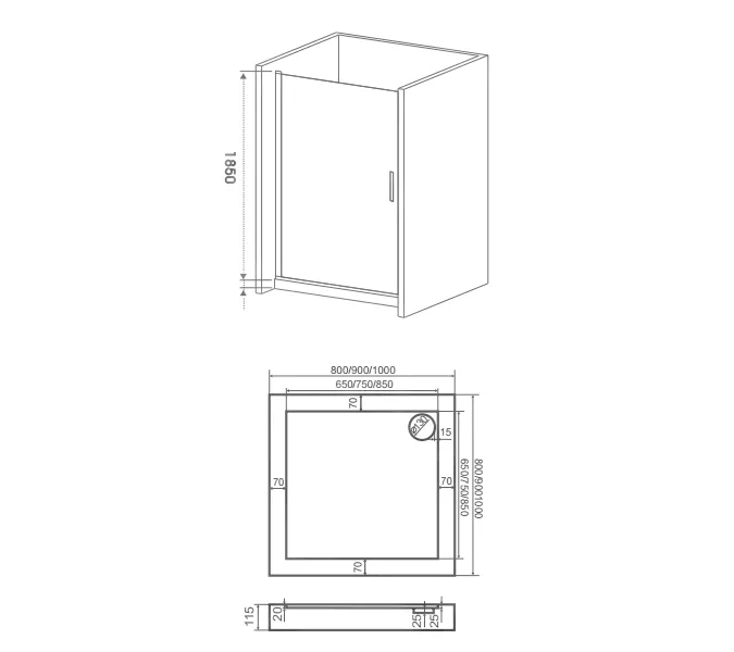 Душевая дверь распашная Good Door Mokka DR, Выбрать размер: 80, Цвет стекла: прозрачное, изображение 4