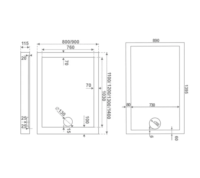 Акриловый поддон Good Door Олимпик, Выбрать размер: 1100х700, изображение 3