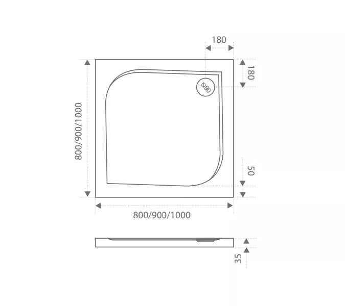 Поддон прямоугольный  из литьевого мрамора Good Door Квадро, Выбрать размер: 80x80, Выбрать цвет: Белый, изображение 2