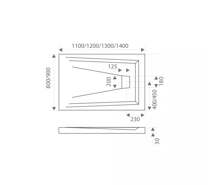 Поддон прямоугольный литьевой мрамор Good Door Атриум, Выбрать цвет: Белый, Выбрать размер: 110х70, изображение 3