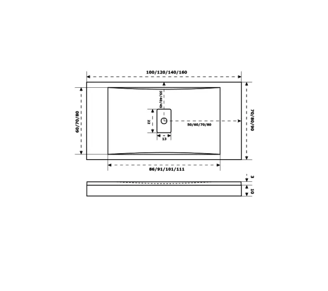 Поддон прямоугольный из литьевого мрамора Good Door Flow, Выбрать размер: 1000x700, Выбрать цвет: Белый, изображение 2