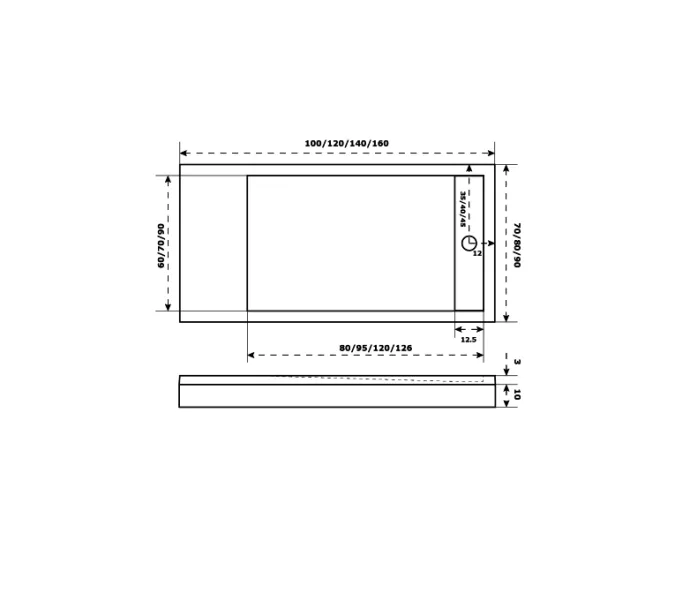 Поддон прямоугольный из литьевого мрамора Good Door Stella, Выбрать размер: 1000x700, Выбрать цвет: Белый, изображение 2