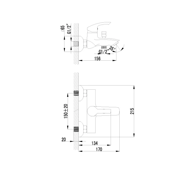 Смеситель Lemark Plus Strike LM1102C для ванны, изображение 2