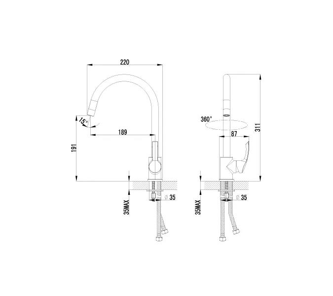 Смеситель Lemark Plus Strike LM1105C для кухни, изображение 2