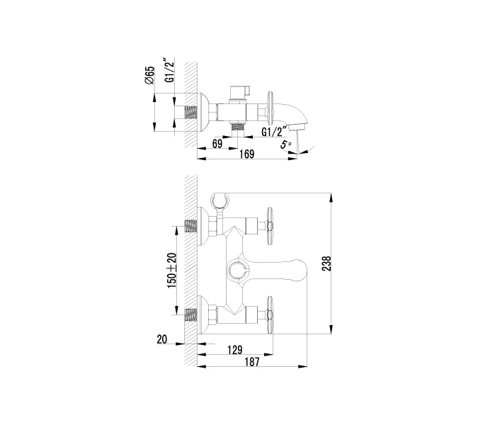 Смеситель Lemark Plus Spirit LM1912C для ванны, изображение 2