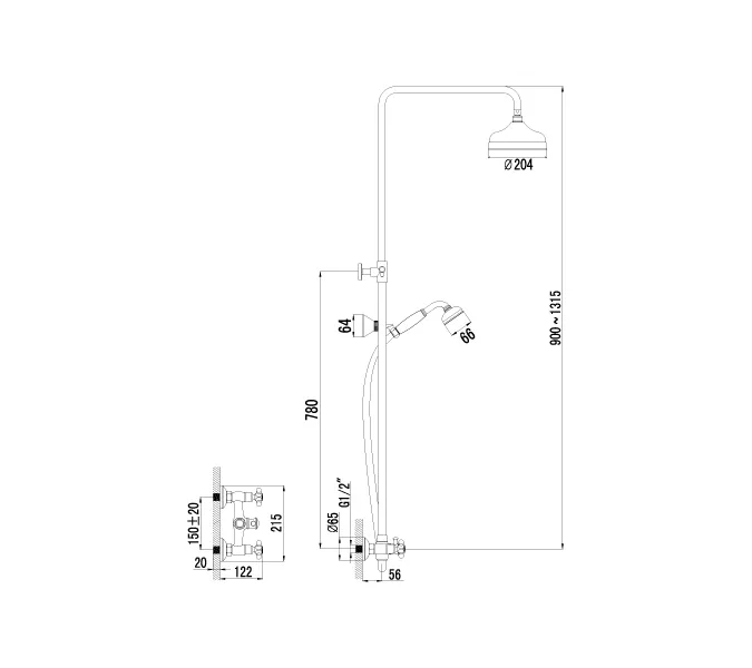 Комплект для душа Lemark Vintage LM2860B, изображение 2